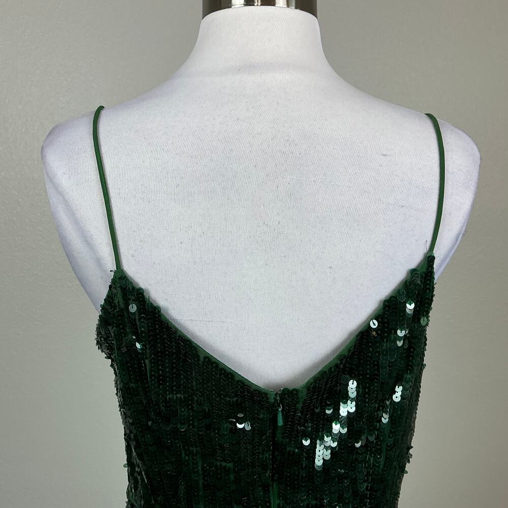 Mac Duggal 93646 Green Cocktail Party Dress Sequined V-Neck Mini Sheath Size 6 - Picture 10 of 13